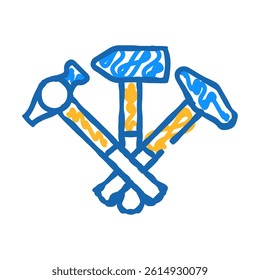 hammer blacksmith metal doodle icon sketch vector. hammer blacksmith metal sign. isolated symbol illustration