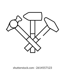 hammer blacksmith metal line icon vector. hammer blacksmith metal sign. isolated contour symbol black illustration