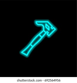 Hammer blue glowing neon ui ux icon. Glowing sign logo vector