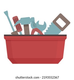 Hammer box icon cartoon vector. Construction toolbox. Repair kit
