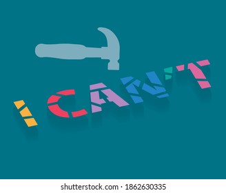 hammer breaking I can't quote - vector illustration