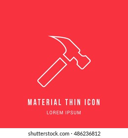 Hammer Bright red material designed line thin flat icon / logo
