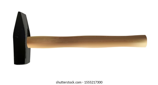 hammer with a brisk and wooden handle vector illustration on a white isolated background