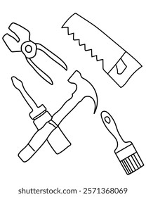 Hammer, Brush, Plier, Screwdriver Construction Vector tools are digital resources for architects, engineers, and designers tools typically use vector graphics to create precise,scalable illustrations.