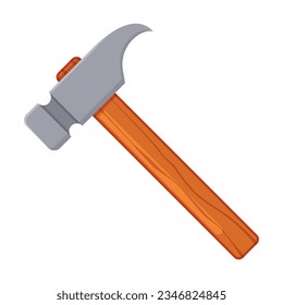 Hammer for building bird house vector illustration. Drawing of tool and equipment for birdhouse on white background. Carpentry, woodwork concept