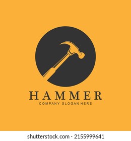 hammer building construction tools judge logo vector icon vintage retro design