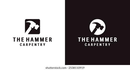 Plantilla de diseño de logotipo de construcción de martillo. Icono de herramientas de Handyman. Conveniente para el carpintero y el trabajo de construcción.