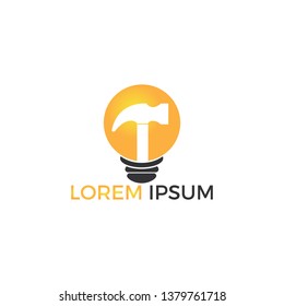 Hammer With Bulb Logo Design. Creative Renovation or repairment ideas vector logo design concept.