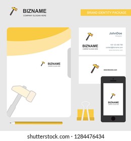 Hammer  Business Logo, File Cover Visiting Card and Mobile App Design. Vector Illustration