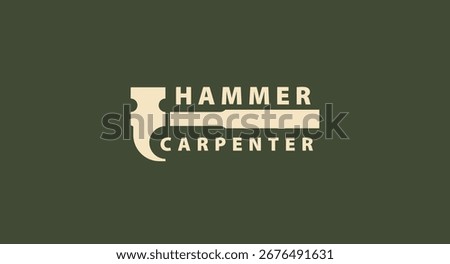  HAMMER CARPENTER logo design, ideal for construction. Flat design logo