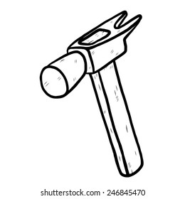 hammer / cartoon vector and illustration, black and white, hand drawn, sketch style, isolated on white background.