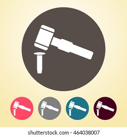 Hammer and Chisel Icon in round shape.