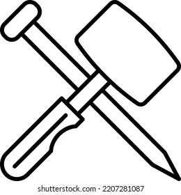 Hammer And Chisel Icon, Symbol Or Logo