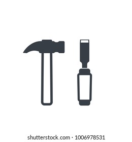 Hammer And Chisel Vector Icons