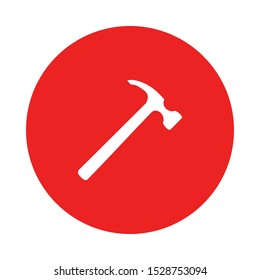 Hammer and circle on white