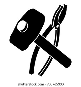 Hammer clamping mites icon. Simple illustration of hammer clamping mites vector icon for web