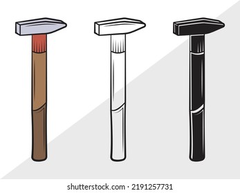 Hammer Clipart SVG Printable Vector Illustration