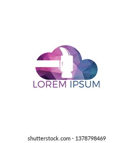 Hammer With Cloud Logo Design. Renovation or repairment vector logo design concept.