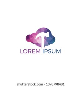 Hammer With Cloud Logo Design. Renovation or repairment vector logo design concept.