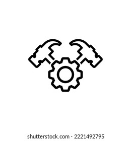 Hammer and cogwheel icon vector. construction vector