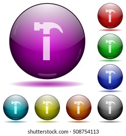 Hammer color glass sphere buttons with sadows.