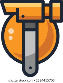 Hammer Color Line Icon - Single Icon, Vector