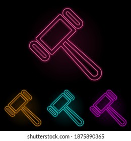 a hammer color neon set. Simple thin line, outline vector of web icons for ui and ux, website or mobile application
