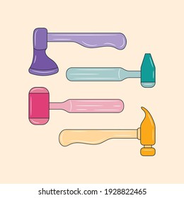 Hammer colored Line icon , simple Mechanical Tools Hardware vector illustration 