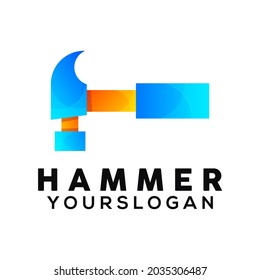 plantilla de diseño de logotipo colorido de martillo