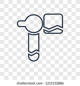 Hammer concept vector linear icon isolated on transparent background, Hammer concept transparency concept in outline style