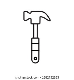 hammer construction hardware tools line icon