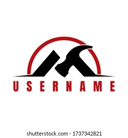 hammer construction logo design vector