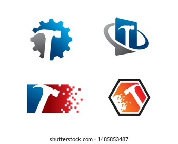Hammer Construction logo symbol or icon template
