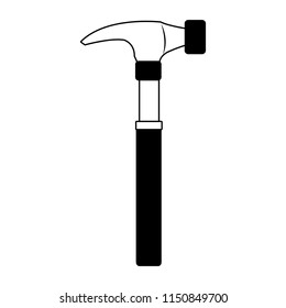Hammer construction tool in black and white