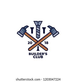 Hammer construction tool logo vector illustration with outline and clean style.