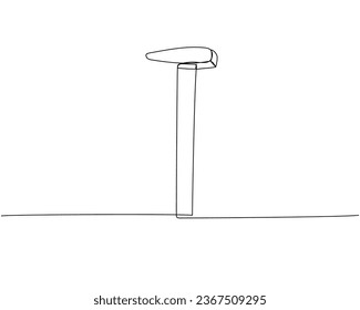 Hammer, construction tool one line art. Continuous line drawing of repair, professional, hand, people, concept, support, maintenance.