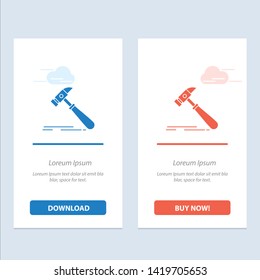 Hammer, Construction, Tool, Strong, Carpenter  Blue and Red Download and Buy Now web Widget Card Template