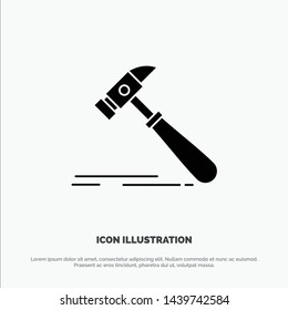 Hammer, Construction, Tool, Strong, Carpenter solid Glyph Icon vector