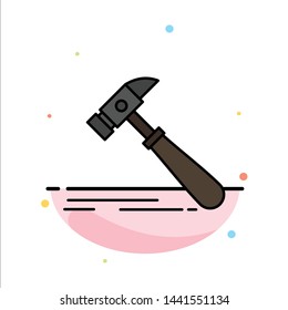 Hammer, Construction, Tool, Strong, Carpenter Abstract Flat Color Icon Template