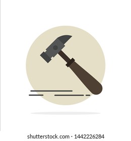 Hammer, Construction, Tool, Strong, Carpenter Abstract Circle Background Flat color Icon