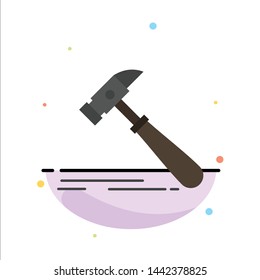 Hammer, Construction, Tool, Strong, Carpenter Abstract Flat Color Icon Template