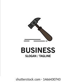 Hammer, Construction, Tool, Strong, Carpenter Business Logo Template. Flat Color. Vector Icon Template background