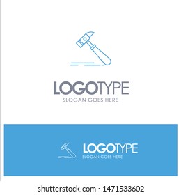 Hammer, Construction, Tool, Strong, Carpenter Blue outLine Logo with place for tagline