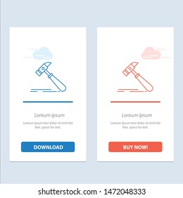 Hammer, Construction, Tool, Strong, Carpenter  Blue and Red Download and Buy Now web Widget Card Template