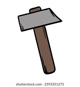 Hammer. Construction tools. Simple vector illustration of icon, sticker, print. Hand-drawn image isolated on white background
