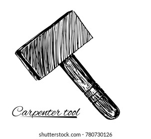 Hammer. Construction tools. Vector hand drawn illustration