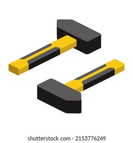 Hammer construction. Vector 3d line isometric, color web icons, new flat style. Creative design idea for infographics.