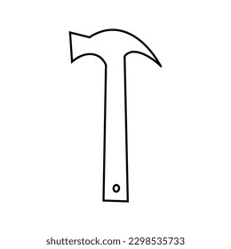 Hammer contour doodle, hand drawing sketch isolated on white background. Tools for repair collection