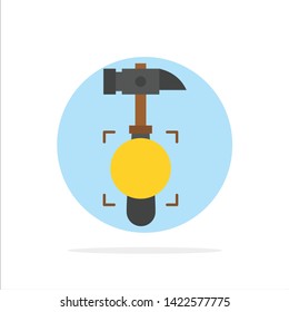 Hammer, Crash, Break, Tool Abstract Circle Background Flat color Icon