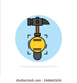 Hammer, Crash, Break, Tool Abstract Circle Background Flat color Icon